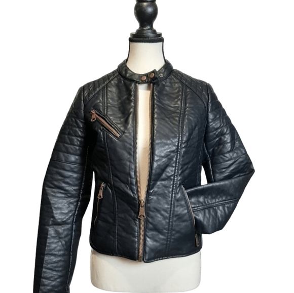 Moto jacket Vegan leather Black color MARC N.Y ANDREW MARC - Picture 4 of 14